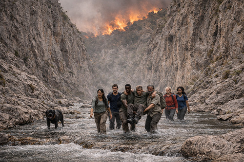 Marco, Livia e i salvati fuggono nella gola del fiume Mignone