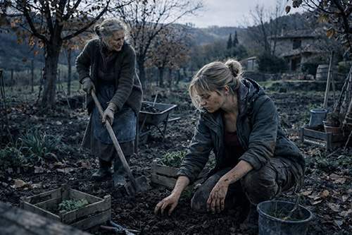 Elisa si unisce ad Agnese per preparare l'orto per l'inverno.