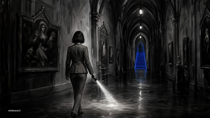 Sofia percorre i corridoio del museo, tra sogno e realtà.
